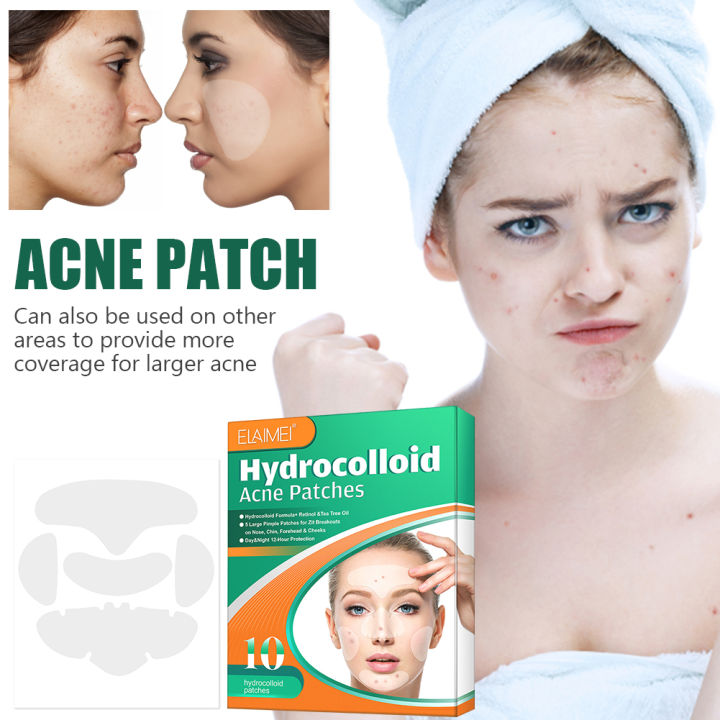 Pimple Protection 10pcs Big Hydrocolloid Patches Acne Removal Full Face Pimple Patches ...