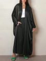 Muslim Open Front Abaya Long Sleeve Ramadan Maxi Length Dress Women's Clothing Cardigan Abayas Wearout Kaftans Women Jilbabs. 