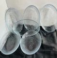 set of 6 plates clear shesha,nimko ,biscuits,raita,chatni, sweets serving dishes,ovel shape.. 