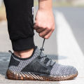 Men Steel Toe Safety Work Shoes Mesh Breathable Lightweight Comfortable Industrial Construction Shoes Puncture Proof Anti Slip.