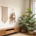 Premium Artificial Hanging Plant with Textured White Pot & Rope - Realistic Trailing Creeper Vines for Balcony, Living Room Wall Decor, Window, and Ceiling Hanging Planter. 