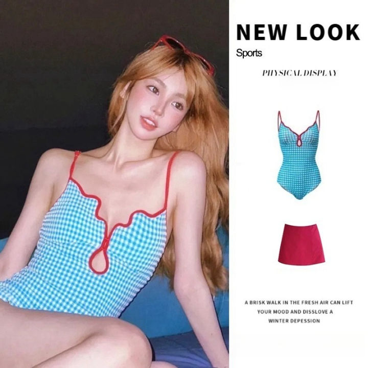 Women%20%20One%20Piece%20Swimwear%20Style%20Cute%20Checkered%20Open%20Back%20Bathing%20Suit%20Sweet%20Simple%20Swimsuit%20Summer%20Beachwear%20Swimsuit%20Dress%20-%20Image%202