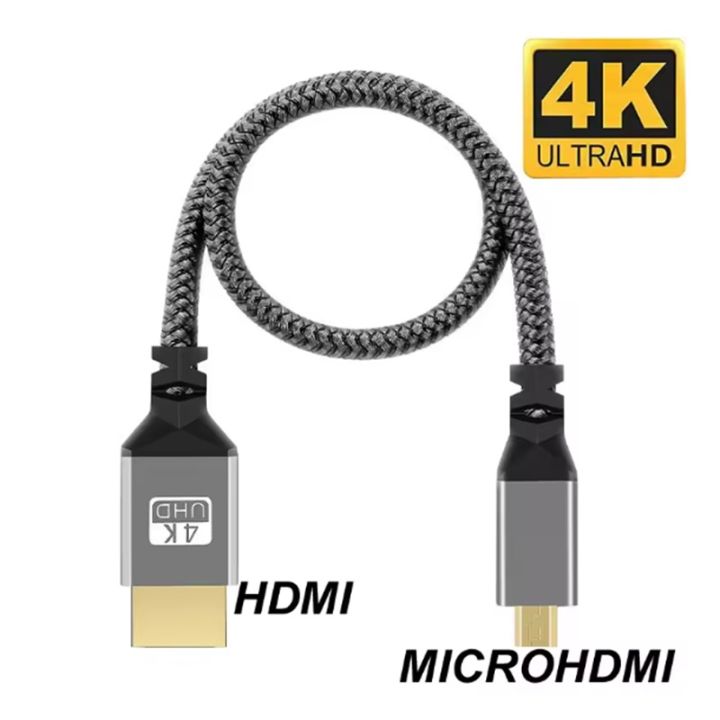 0.3m Nylon Braid HD Micro to HDMI HDTV Cable Micro HDMI to HDMI-compatible 4K/60Hz 3D Micro HDMI-compatible Cable For HDTV PS4