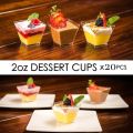 20 X 2oz Square Mini Dessert Cups With Spoons, Clear Plastic Parfait Appetizer Cup for Tasting Party Desserts Appetizers. 