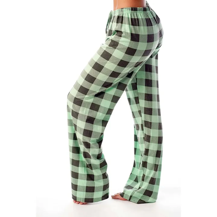 2024%20New%20Sleep%20Pants%20Women%20Plaid%20Pattern%20High%20Elasticity%20Wide%20Legs%20Loose%20Ladies%20Pajama%20Pant%20Trousers%20Wear-Resistant%20For%20Home%20-%20Image%204