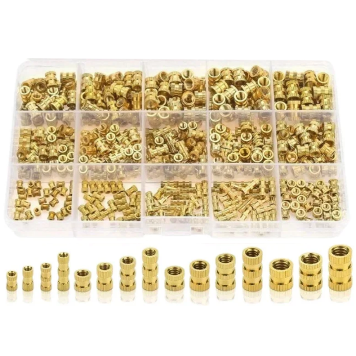 M2-M10 Knurled Threaded Inserts Kit - Brass & Copper Nuts for 3D Printing, Hot Melt Embedment Nuts for DIY Projects