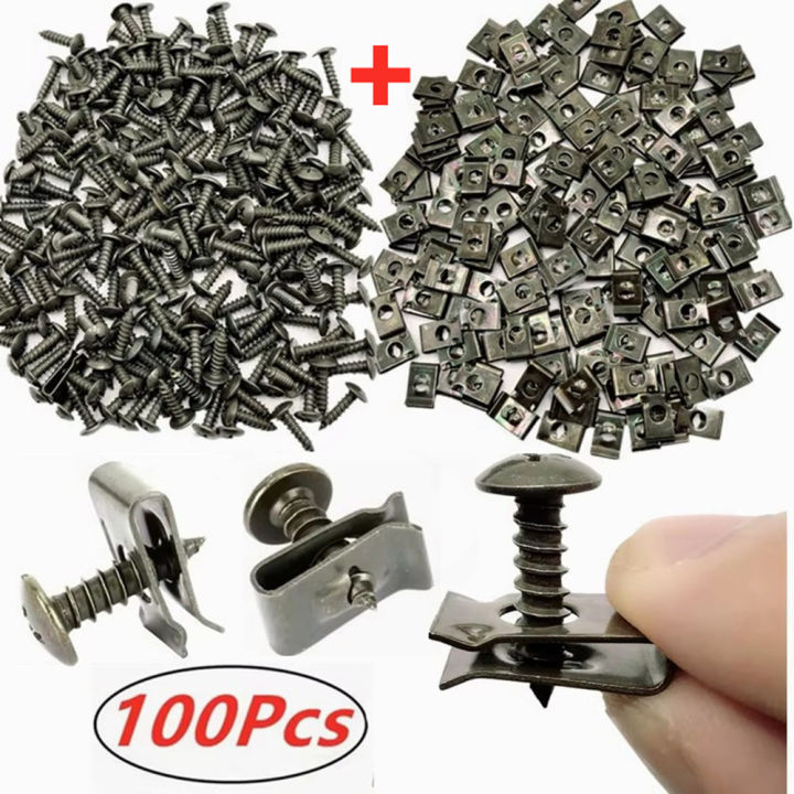 100Pcs-10Pc%20Mixed%20Car%20Metal%20Screw%20Tapping%20Fastener%20Clip%20U-Type%20Clip%20with%20Screw%20Anti-rust%20Protection%20Clip%20Screw%20Buckle%20Iron%20Sheet%20-%20Image%202