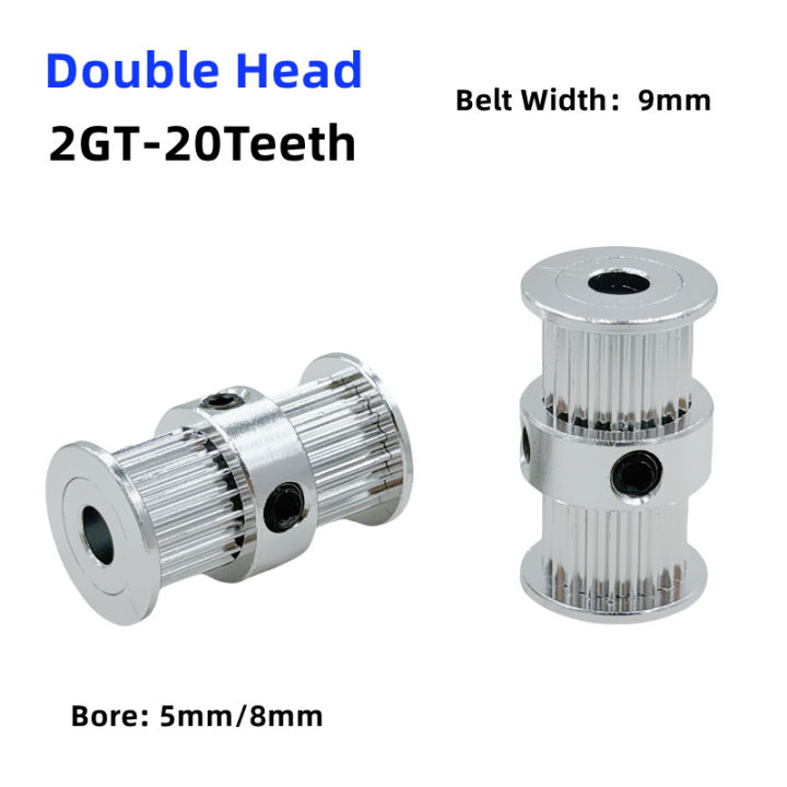 Produktbild von 1 Stück 2GT 20-Zähne Timing Pulley – Doppelköpfiges Aluminium-Synchronrad Für 3D-Drucker, Bohrung 5mm