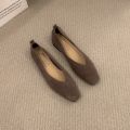 36-42 Over size coffee pointed toe flats ballet shoes women european slip on single loafers brand velvet ballerina zapatos.