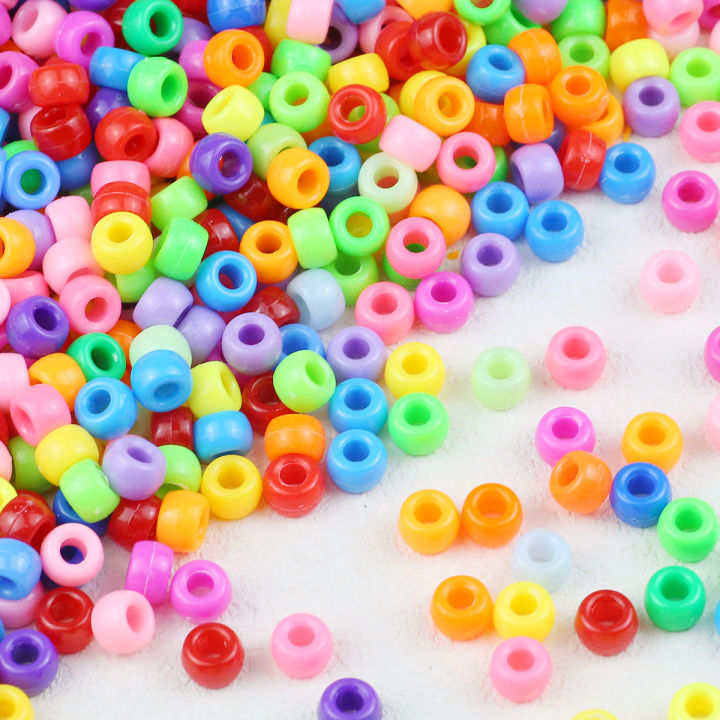 100/400pcs%206x9mm%20Solid%20Color%20Large%20Hole%20Pony%20Beads%20DIY%20Jewelry%20Making%20For%20Friendship%20Bracelets%20&%20Hair%20Braids%20Craft%20Supplies%20-%20Image%204