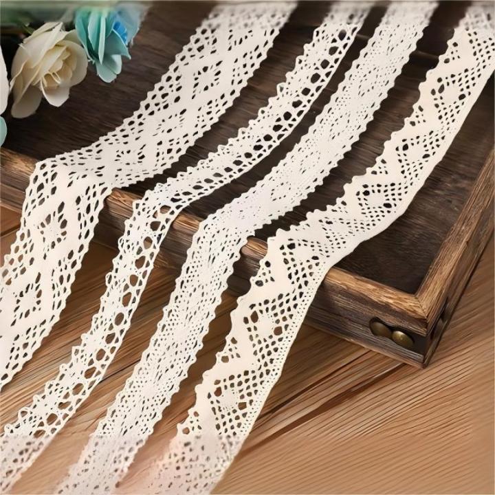 5Meter Roll White Cotton Embroidered Lace Net Ribbons Fabric Trim DIY Decorate Sewing Handmade Craft Materials Bow