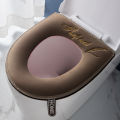 Universal Warm Velvet Toilet Seat Cover, Zipper Flip Lid Handle Tab, Letters Embroidery, Washable, Waterproof Pad, Winter.