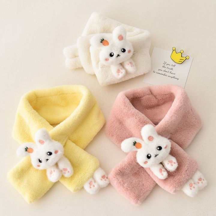 Boys%20Girls%20Winter%20Scarfs%20Thick%20Plush%20Cross%20Children's%20Scarf%20Baby%20Bib%20Cute%20Cartoon%20Rabbit%20Faux%20Fur%20Neck%20Protection%20Warm%20Shawl%20-%20Image%203