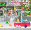 Kids Play Sink with Running Water - Toddler Sink Toy Set - Kids Toddler Sink with Upgraded Faucet, Automatic Water Cycle System - Baby Pretend Play Kitchen Sink Toy Dishwashing. 