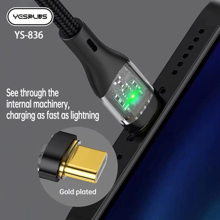 Yesplus 66w Type-c To Type-c 100CM Transparent YS-836 Fast Cable
