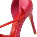 Women Novel Patchwork 9.5cm High Heels Pumps Female Elegant Cocktail Party Dress Shoes Lady Chic Strap Pointed Toe Red Shoes.