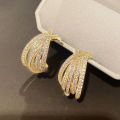 Huitan Novel Brilliant Hoop Earrings with Cubic Zirconia Versatile Female Ear Accessories Luxury Attractive Wedding Jewelry .