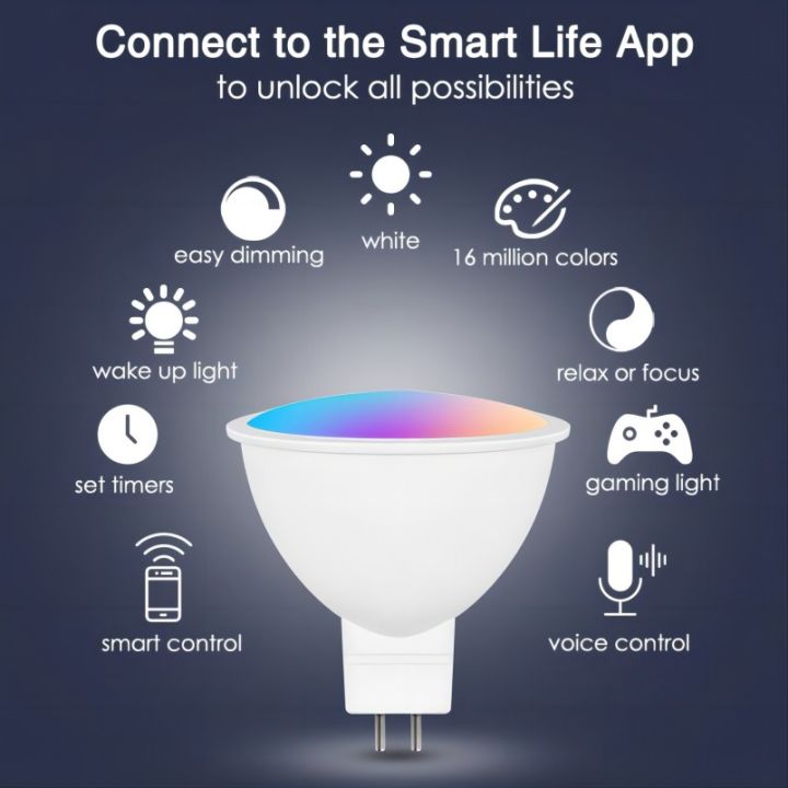 Suidhome%20Smart%20LED%20Bulb%20WIFI%20Connect%20GU5.3/MR16%20DC12V%20Mini%20Spotlight%205W%20Lamp%20Work%20With%20Alexa%20Google%20Home%20RGBCW%20Color%20Changing%20lightify%20-%20Image%203