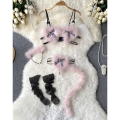 Women Halter Neck Backless Mini Dress V-Neck Contrast Color Lace Patchwork Hollow Dress Nurse Cosplay Uniform Lingerie.