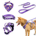 Pet Travel Set - Adjustable Dog Chest Harness / Dog Leash / Pet Bib / Pet Collar, Suitable For Small/Medium/Large Dogs. 