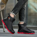 Workwear Style Outdoor Work Commuting Fishing Kitchen Anti Slip Waterproof Men's Flat Bottomed High-Quality  Boots Rain Bo. 