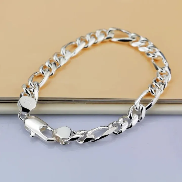 925 Silver Plated 6MM Braclet For Men