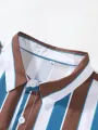 Men's Summer Short Sleeve Printed Shirt Thin Beach Shirt Men's Clothing Casual Striped shirt. 