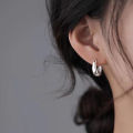 925 sterling silver plain ring earrings, light luxury and high-end earring, elegant and simple earring for women. 