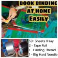 50 PVC A4 size Book Binding Cover Sheets Kit for 25 Bindings with Free 2 binding Tape Roll, 1 Hard Needle, and Binding Thread, book binding sheets, book cover sheets, binding sheets, x-ray binding sheets, book binding, binding sheets. 