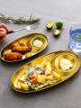 Ramadan Dinner Plate 304 Stainless Steel, Divided Seasonings Plate Snack Pallet, Suitable for Dipping Sauce, Appetizers, Snacks. 