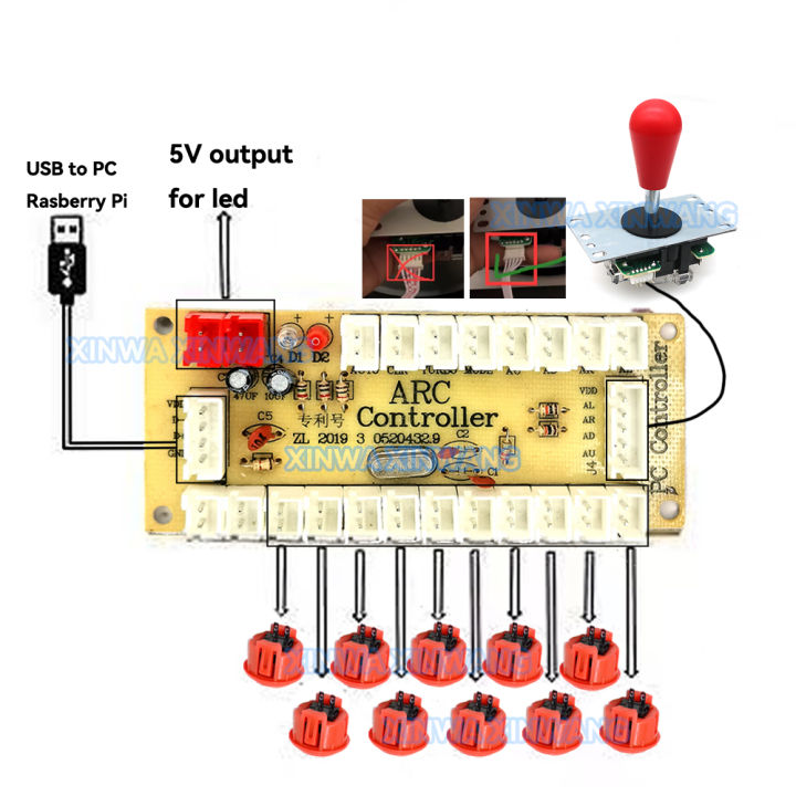 Copy%20SANWA%20Game%20Machine%20Arcade%20Console%20DIY%20Kit%208%20Way%20Joystick%20Push%20Buttons%20For%20PC%20Raspberry%20Pi%20Zero%20Delay%20USB%20Board%20Controller%20-%20Image%204
