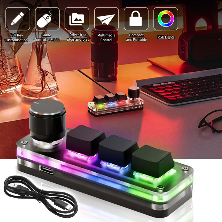 USB Mechanical Keyboard Gamer 3Keys Macro Custom Keyboard RGB Gaming ...