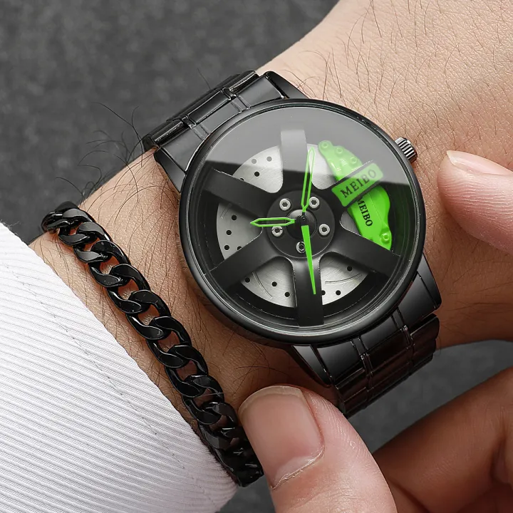2PCS%20Fashion%20Men%20Sports%20Watches%203d%20Car%20Wheel%20Stainless%20Steel%20Band%20Wrist%20Watch%20Men's%20Quartz%20Watch%20Bracelet%20Set%EF%BC%88Without%20Box%EF%BC%89%20-%20Image%204