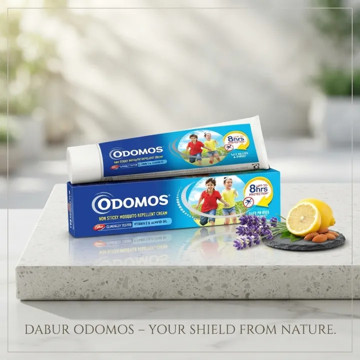 Odomos Blue Naturals Mosquito Repellent Cream 100gm India With Vitamin E And Almond Oil Non Sticky Formula