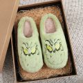 Christmas Plush Slippers Women Winter Warm Cute Home Green Haired Monster Slippers Funny Non Slip Cotten Shoes New Year . 