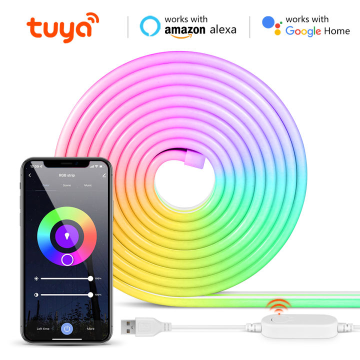 Tuya Smart Light Strip USB RGB Neon LED Light WiFi Lamp App Control 1m ...