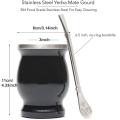 8oz Yerba Mate Gourd Set Yerba Mate Cup Bombilla Mate Straw and Cleaning Brush Stainless Steel Double-Wall Easy to Clean.