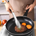 Leeseph Stainless Steel Food Tongs, Heavy Duty Kitchen Tongs with Wooden Handle for Cooking, Grilling and BBQ, 7-16 Inch Length. 