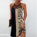 2024 Summer National Wind Positioning Printing Mesh Belt Sleeveless Casual Dress.