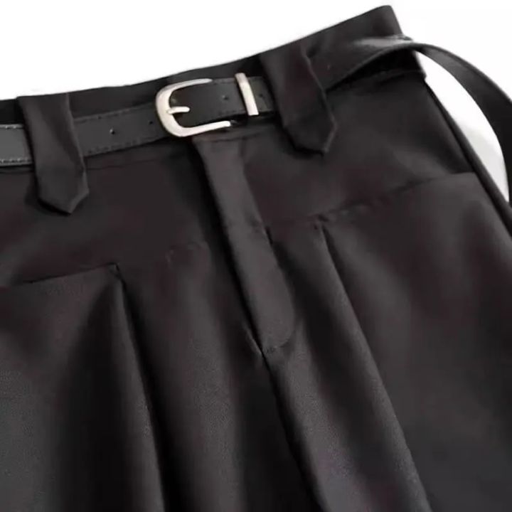 Gray%20Solid%20Office%20Lady%20High%20Waist%20Sashes%20Loose%20Straight%20Women's%20Pants%20Ankle-Length%20Trousers%20Suit%20Pants%20For%20Women%20Clothing%202025%20-%20Image%204
