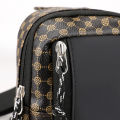 Casual Business Shoulder Bag for Men PU Leather Messenger Bag Wide Strap Crossbody Bags Plaid Designer Male Sling Bags.