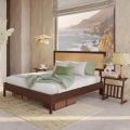 Bme Nipe Queen 14 Inch Bohemian Bed Frame with Adjustable Woven Headboard - Rustic & Vintage Unique Style with Acacia Wood - No Box Spring Needed - Easy Assembly - . 