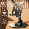 360° Rotating Full Metal Phone & Tablet Stand – Aluminum Alloy Adjustable Desktop Holder for Mobile Devices. 