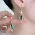 New Fashion Crystal Leaf Tassel Drop Earrings For Women Exquisite Micro Inlaid Cubic Zircon Leaves Earring Wedding Jewelry Gifts. 