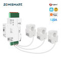 Zemismart 120A Zigbee RS485 Smart Energy Meter 3 Phase Power Monitor Work with Tuya Withdrawable Split-core CTs 120V 240V. 