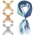 3pcs X-Shaped Scarf Clips Buckles for Women, Scarf Holder Pins for Shawls Silk Clothes (Golden/Silvery). 