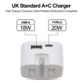 PD20W Dual Port USB-A + Type-C Fast Charger, Smart Fast Wall Charger Adapter with Multi-Protection for iPhone.