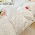 3pcs White seersucker Duvet Cover Set (1*Duvet Cover + 2*Pillowcase, Without Core),pink Bedding Set. 