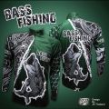 JK Thailand fishing shirts blue bass fish pattern UV protection 80-90% colors do not fall, dry quickly. 