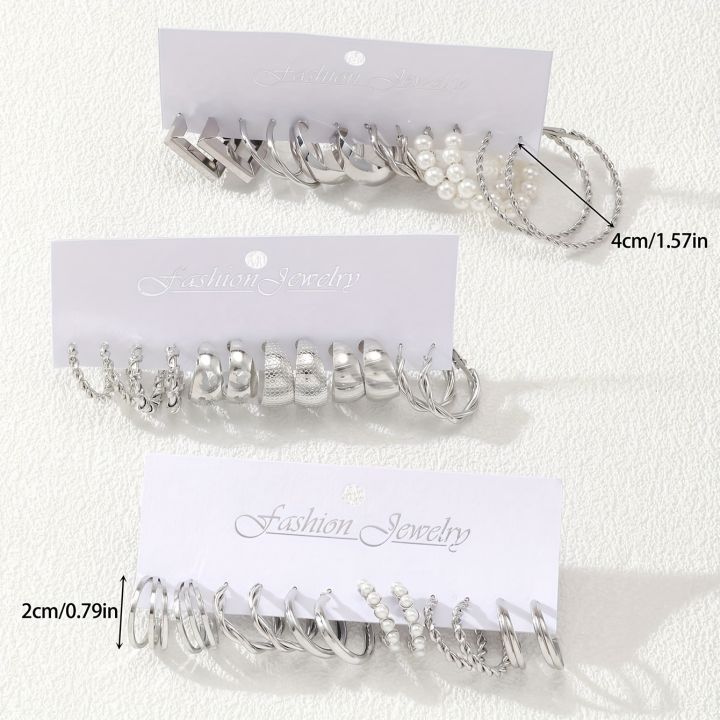 Fashion%20Geometric%20Hoop%20Earring%20Twisted%20Pattern%20Multi-Element%20Inlaid%20Imitation%20Pearl%20C-shaped%20Earring%20Women's%20Daily%20Party%20Jewelry%20-%20Image%204